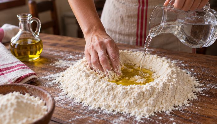 preparazione impasto sfoglia per calzoncelli